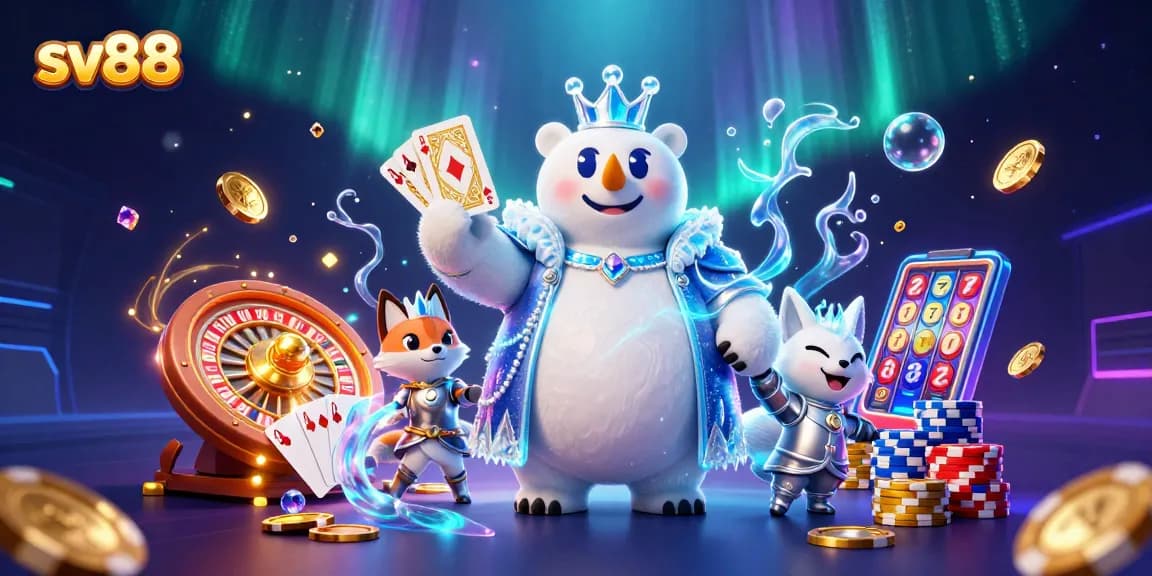 Play and win big with sv88 in a vibrant 3D animated casino scene!