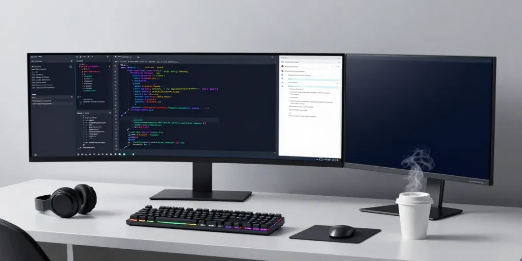.uk domain search in a modern developer workspace showcasing coding, cloud computing, and software development tools.
