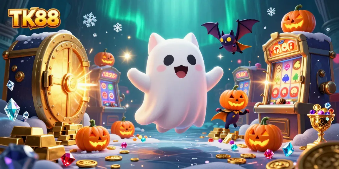 Join the fun at TK88, where the ghost cat and vampire bat spin through a lively casino!