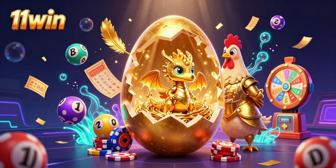 Spin to win with 11win as the golden dragon rises from poker chips amidst a vibrant gaming scene.