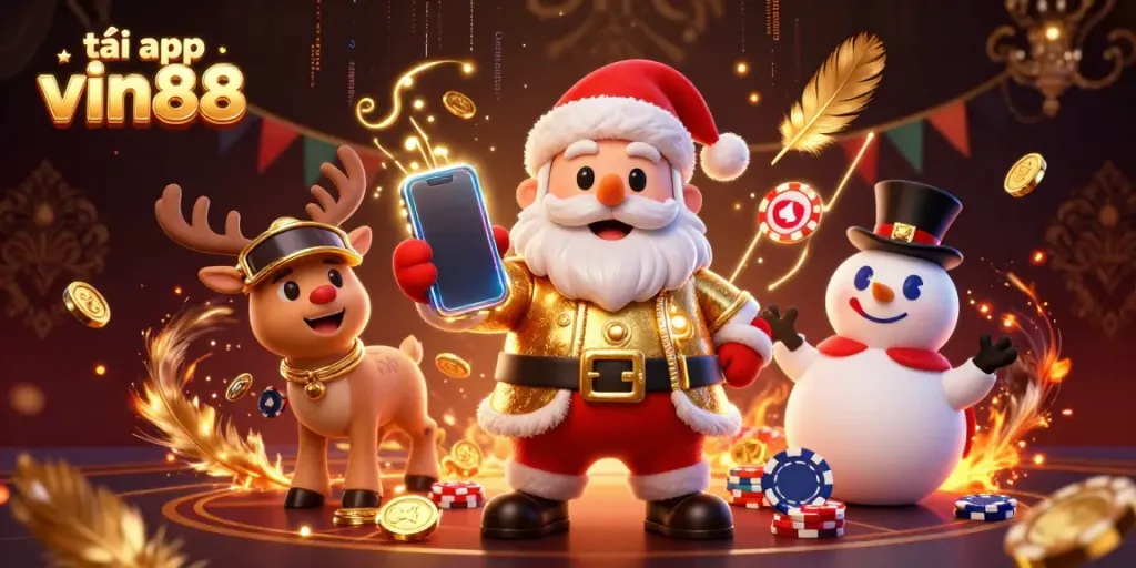 Experience excitement with tải app vin88, featuring lively casino characters in a colorful illustration.