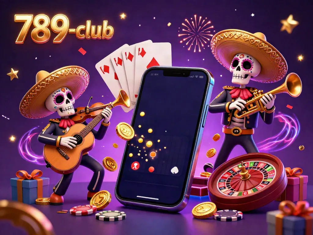 Experience the thrilling gaming scene at 789-club with skeleton mariachis and dynamic slot games.