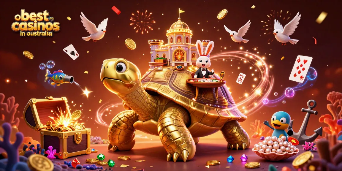 Experience the excitement of the best online casinos in Australia with golden tortoise casino and vibrant elements.