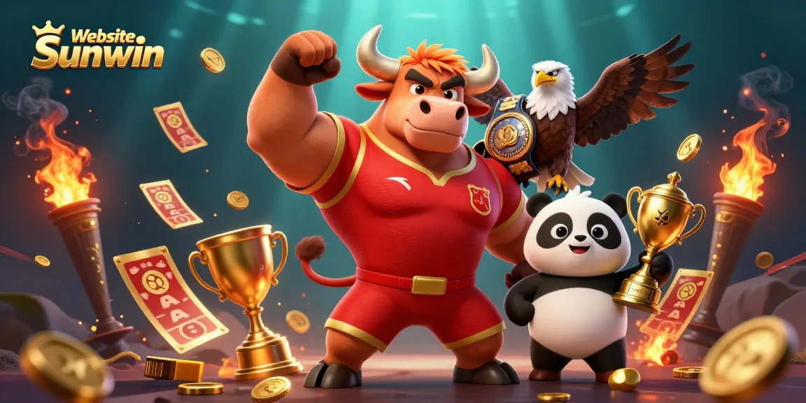Engage with exciting bets at Website Sunwin featuring a bull mascot and dynamic sports elements.