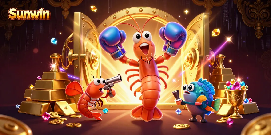 Sunwin features an energetic scene with colorful casino elements and characters engaging in exciting gameplay.