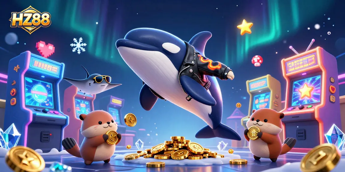 Experience HZ88's thrilling gaming world with vibrant sea creatures amid rich casino visuals.